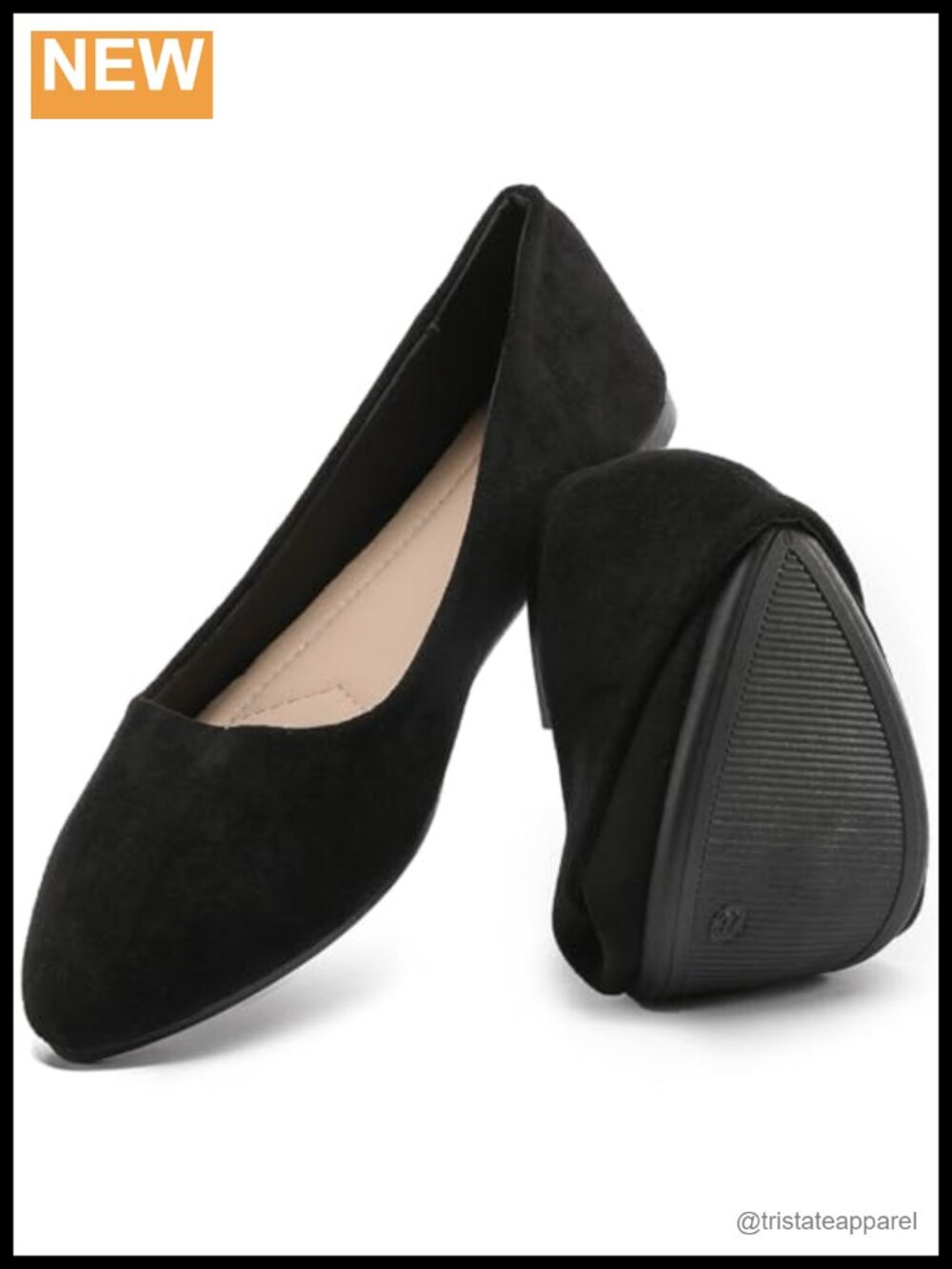 Women's Suede Pointed Toe Ballet Flats Slip-On Dress Shoes
